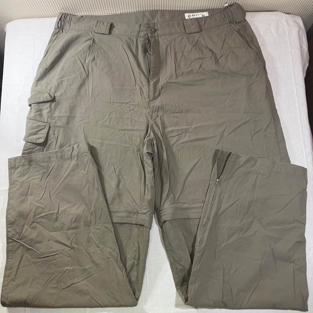 Orvis Mens 42 Regular Convertible Cargo Hiking Pants Olive Green Nylon Zip Off